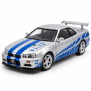 Miniatura Nissan Skyline GT-R R34 (Brian) — Velozes e Furiosos — 1:24 — Luz e Som — BrincAuto